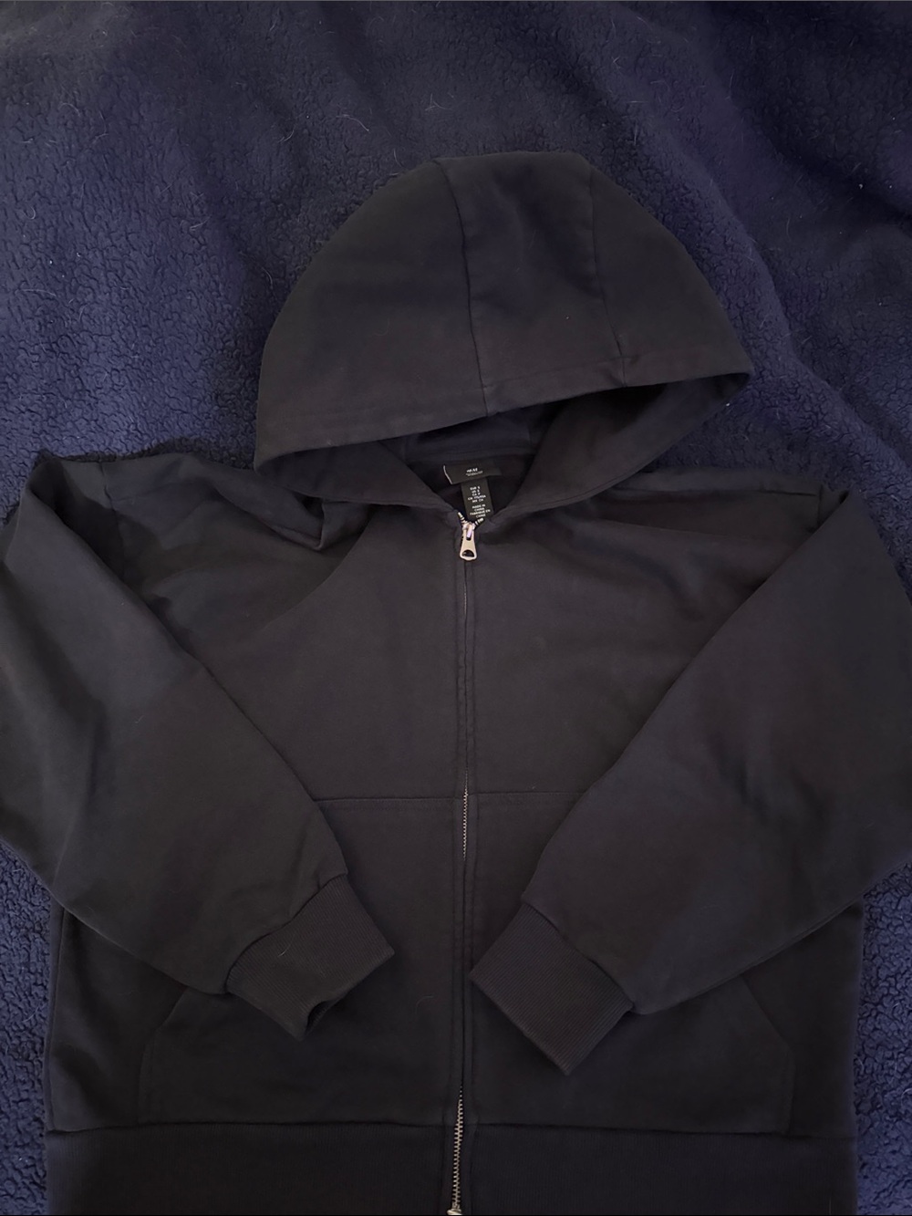 H&M Heavyweight Boxy Hoodie Navy Blue